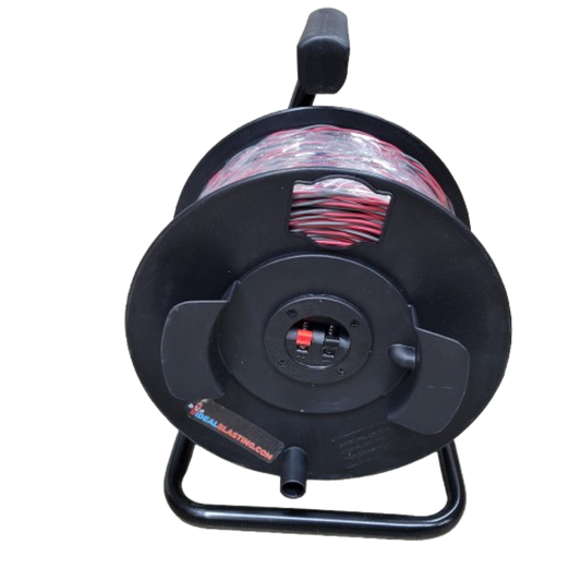 Center Post Reel with 500 ft of 18 gauge duplex twisted (black &amp; grey) wire